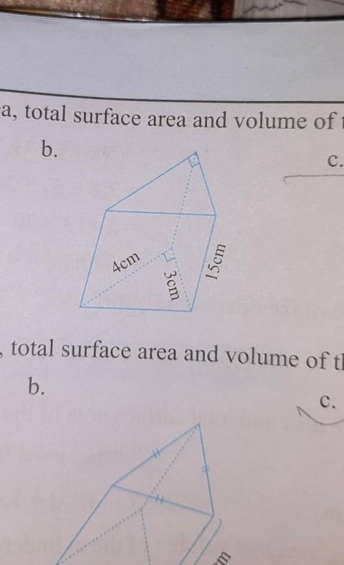 Find the lateral sufarce area,total surface area and volume of the following prisms