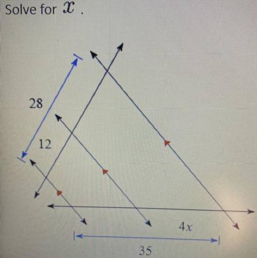 Solve for x. See picture for whole problem. Please and thank you so much!