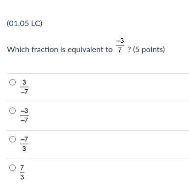 Which fraction is equivalent to -3/7?