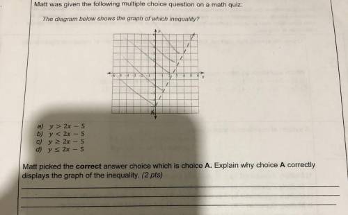 Matt picked the correct answer choice which is choice A. Explain why choice A correctly

displays