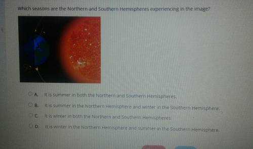 Which seasons are the northern and southern hemispheres experiencing in the image