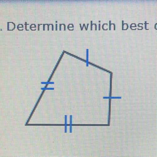 Determine which best describes a shape shown￼

kite
trapezoid
parallelogram
Square
rhombus
