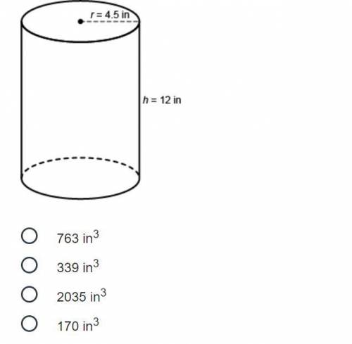 A cylinder has a radius of 4.5 inches and a height of 12 inches. What is the volume of the cylinder