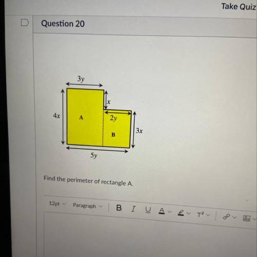 Find the perimeter of rectangle A