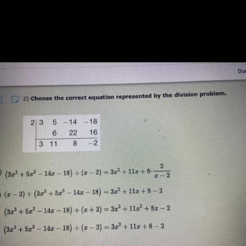 EMERGENCY PLS HELP: Choose the correct equation represented by the division problem.