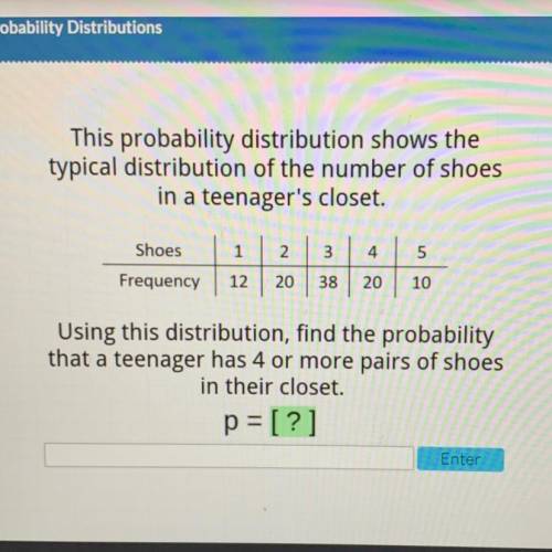 Please help :)

This probability distribution shows the
typical distribution of the number of shoe