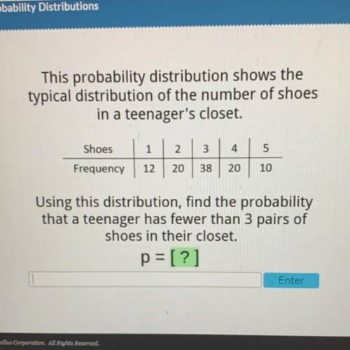Help pls

This probability distribution shows the
typical distribution of the number of shoes
in a
