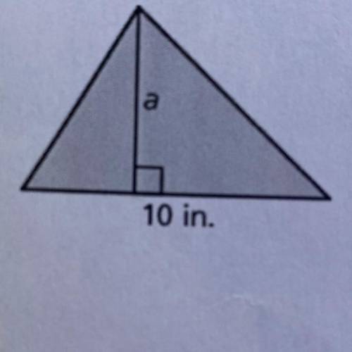 HELP ASAP

The area of the triangle is no more than 30 square inches. Write and solve is
an inequa
