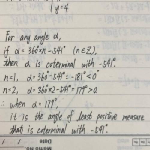 Find the angle of least positive measure that is coterminal with -541°.