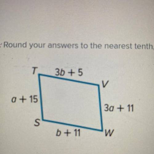 Find the value of each variable in the parallelogram. Round your answers to the nearest tenth, if n
