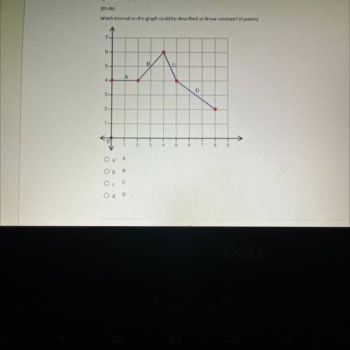(05.06)
which interval on the graph could be described as linear constant? (4 points)