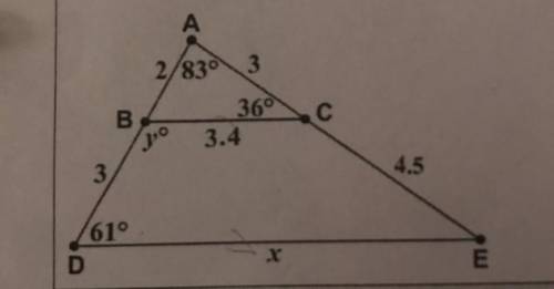 Geometry problem in the picture: Solve for x and y