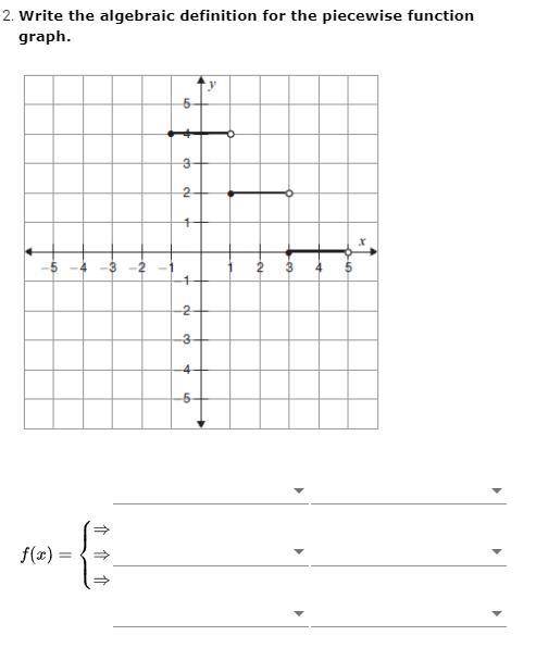 Write the algebraic definition for the piecewise function graph.