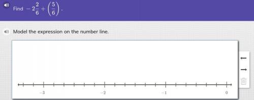Find -2 2/6 + 5/6 
Model the expression on the number line