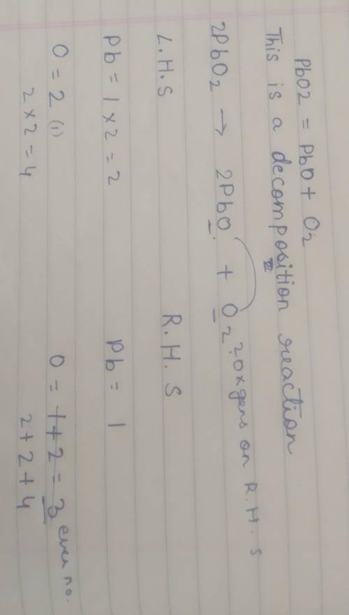 _PbO2 = _PbO+_O2 balance this equation