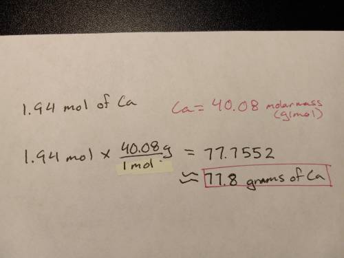 What is the mass of a sample containing 1.94 moles of Ca? g