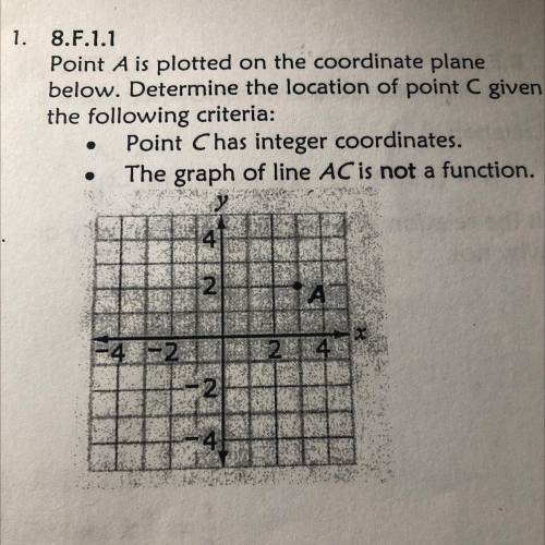 Point A is plotted on the coordinate plane below. Determine the location of point C given the follo