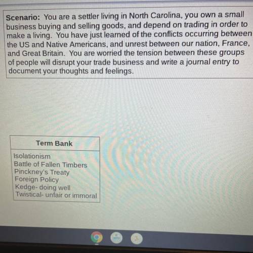 Immediate Help Needed

Scenario: You are a settler living in North Carolina, you own a small
busin