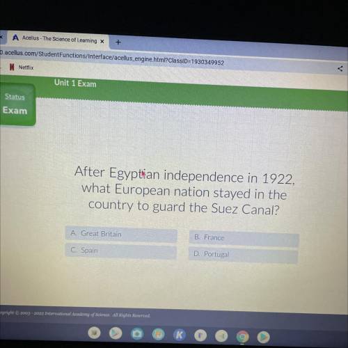After Egyptéan independence in 1922

What European nation stayed in the
country to guard the Suez