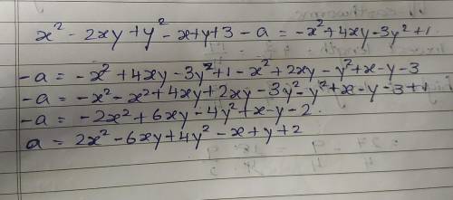 what should be subtracted from x square - 2 X Y + Y square minus x + Y + 3 to obtain - X square + 4