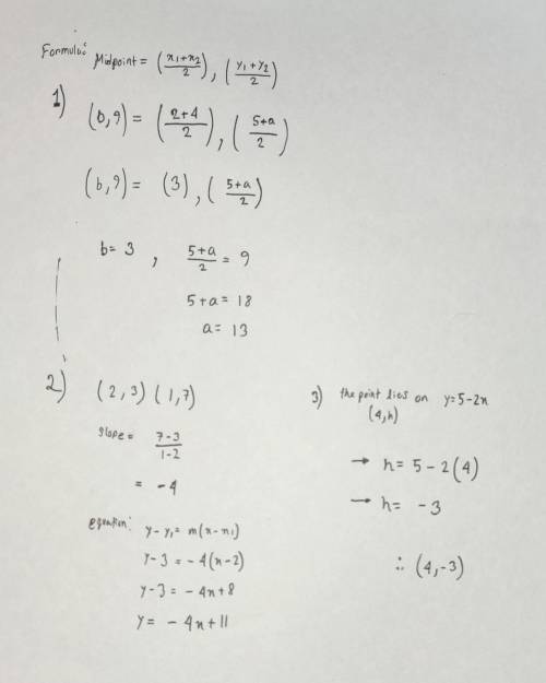 PLS HELP (will mark brainliest)

A line passes through the points P (2 , 5) and Q (4 , a). Given th