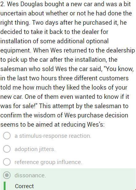 Wes Douglas bought a new car and was a bit uncertain about whether or not he had done the right thi