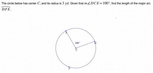 The circle below has a center C and its radius is 3 yd