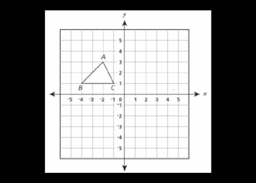 Triangle ABC is translated 5 units right and reflected over the x-axis. Use the drawing tools to dr