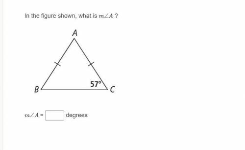 In the figure shown, what is m∠A ?
m∠A = 
degrees