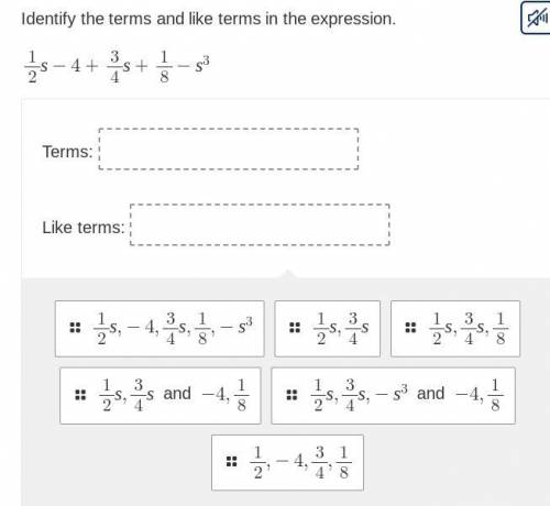 Identify the terms and like terms in the expression.