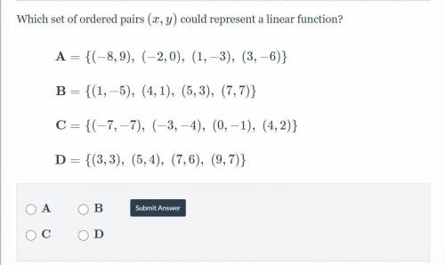 Which set of ordered pairs (x,y) could represent a linear function