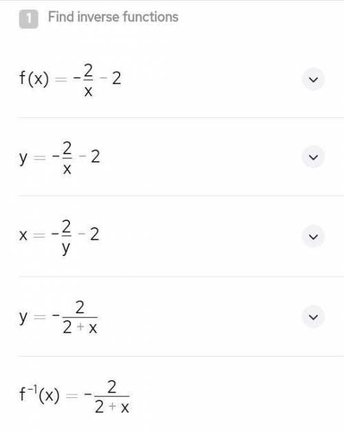 Help me find the inverse: f(x)= -2/x -2