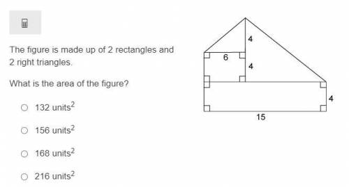 The figure is made up of 2 rectangles and 2 right triangles

What is the area of this figure
132 u