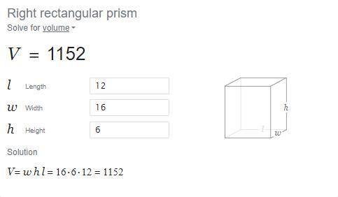 4. Find the volume of the rectangular prism.
16 cm
6 cm
12 cm