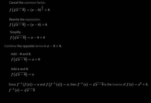Find the inverse function of f informally.
f(x) = x^3 + 8