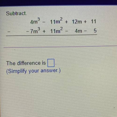 Subtract. 
The difference is?