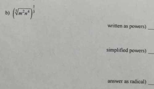 Convert the following to powers first then simplify and then write answer as a radical