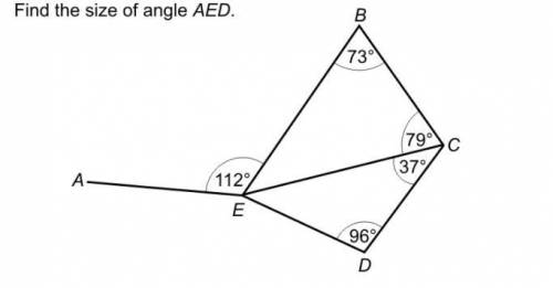 Find the size of angle AED