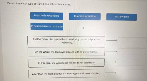 Determine which type of transition each sentence uses.