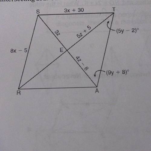In the diagram below, quadrilateral STAR is a rhombus with diagonals sa and tr intersecting at e. F
