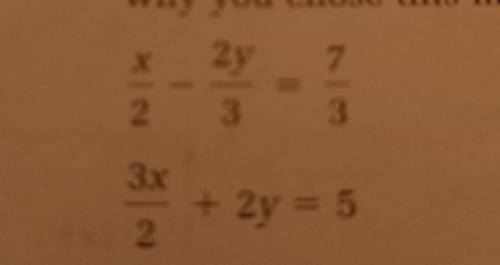 solve in either substitution or elimination explain each step you used and how you got it thanks :&
