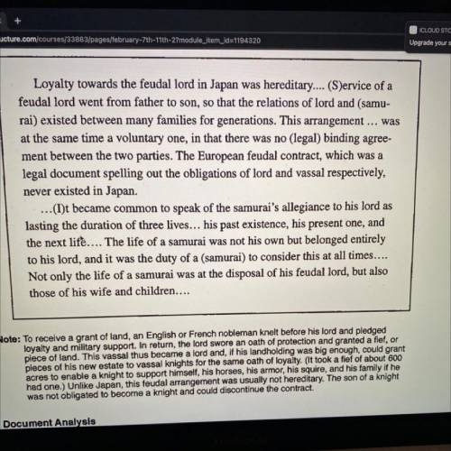 4. Based on the document, what was an important similarity

between samurai and knights?
Based jus