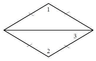 In the rhombus m∠1 =106°. What are m∠2 and m∠3? The diagram is not drawn to scale.