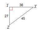 In the right triangle below, sin X= 3/5. This is the same as the cosine of which angle? Explain why