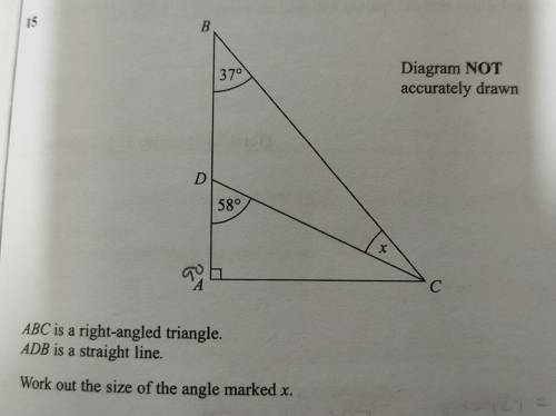 Pls help

ABC is a right angled triangleADB is a straight linework out the size of the angle marke