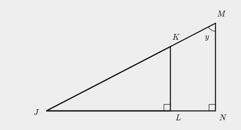 In the figure at left, JLK and JNM are both right triangles. Which of the following is equal to KL?