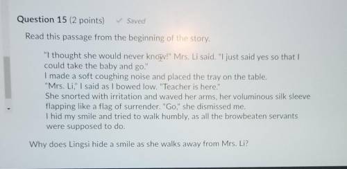 Read this passage from the beginning of the story.

I thought she would never know! Mrs. Li said
