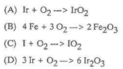 Solid iron combines with oxygen gas to form solid iron(III) oxide. Which of the following equations