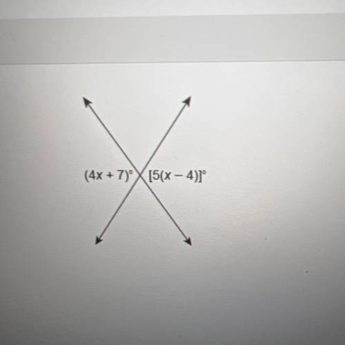 (4x+7) ° is congruent to [5(x-4)] ° 
What is the value of x?
