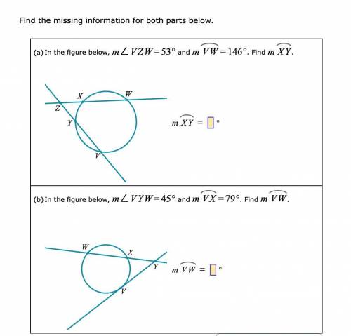 Find the missing information for both parts below